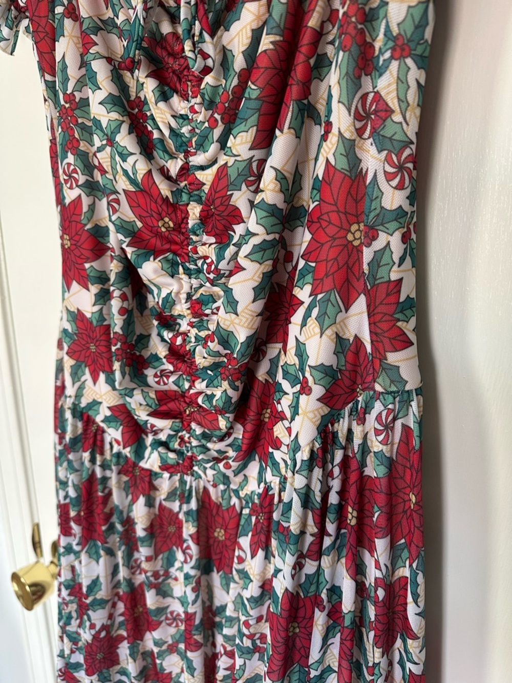 Poinsettia Maxi Christmas Short Sleeve Dress size Large BlackMilk - Picture 5 of 7